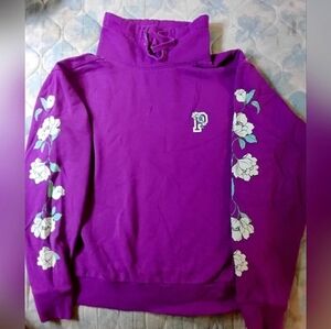 VS PINK Purple Hoodie with Floral Sleeves